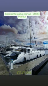 Grainger 52 on the dock in QLD with blue sky and white clouds