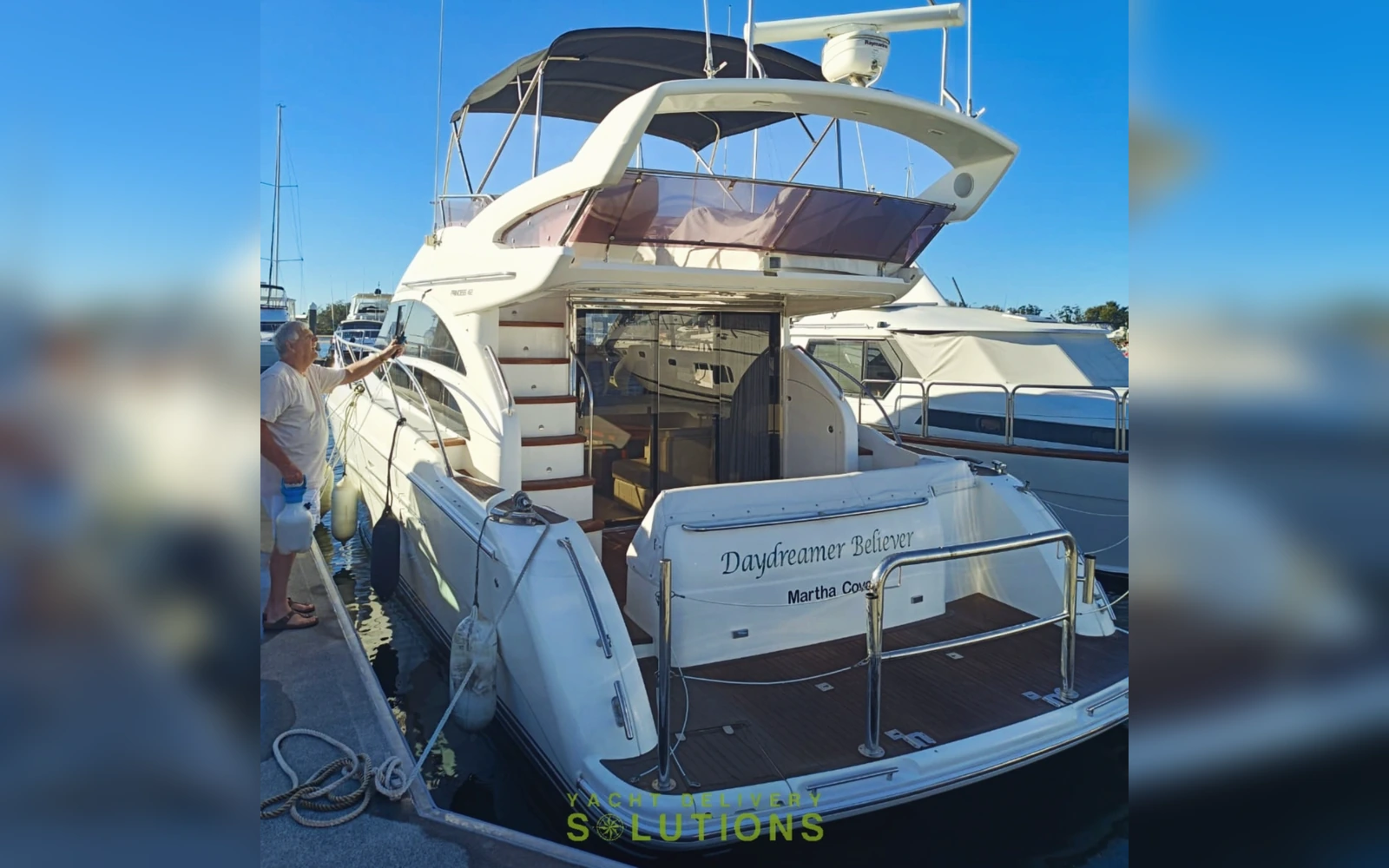 white Sports Boat after yacht delivery in Gold Coast