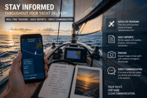 image showing communication during a yacht delivery