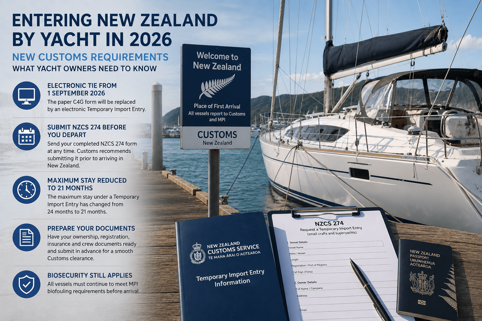 Customs clearance process NZ for sail and power yachts and motor boats